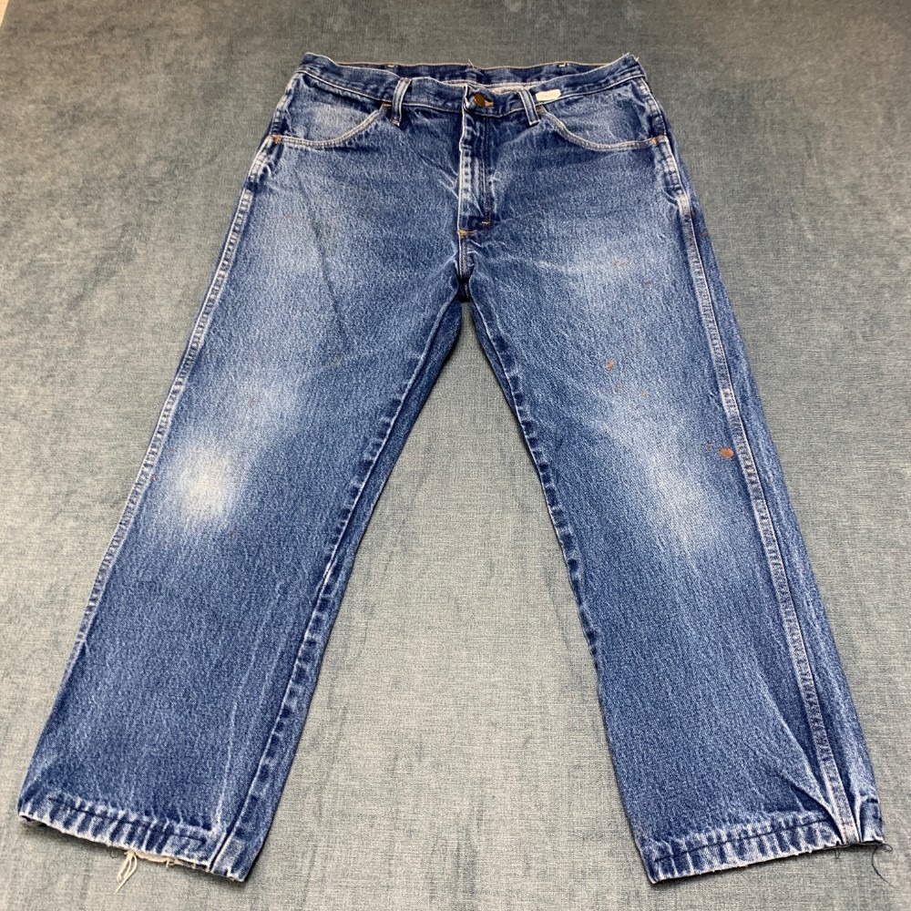 Wrangler Rustler Jeans Mens 36 Blue Denim Non Stretch Cotton Regular Fit Bootcut